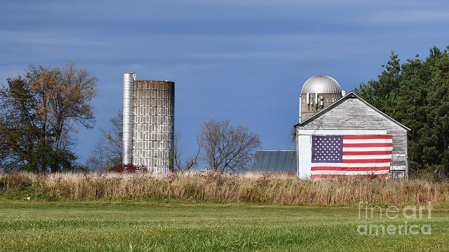 Vermont Barn and Flag Photograph by Steve Brown