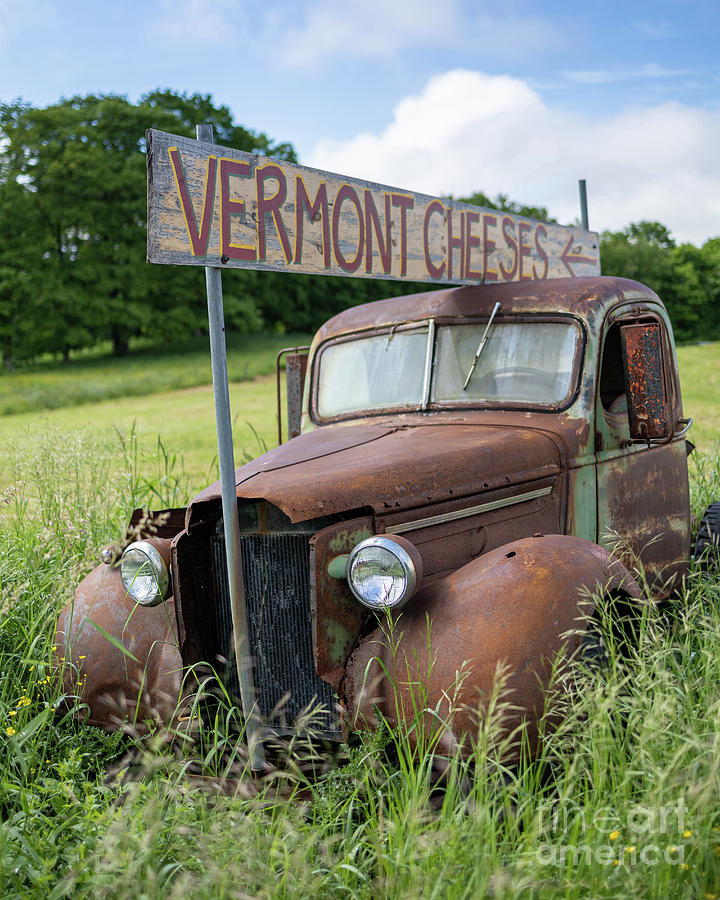 Vermont Cheeses Old Truck and Roadside Sign Photograph by Edward Fielding
