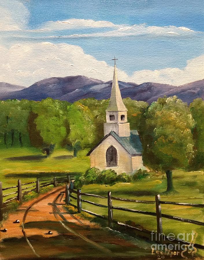 Vermont Church Painting by Lee Piper