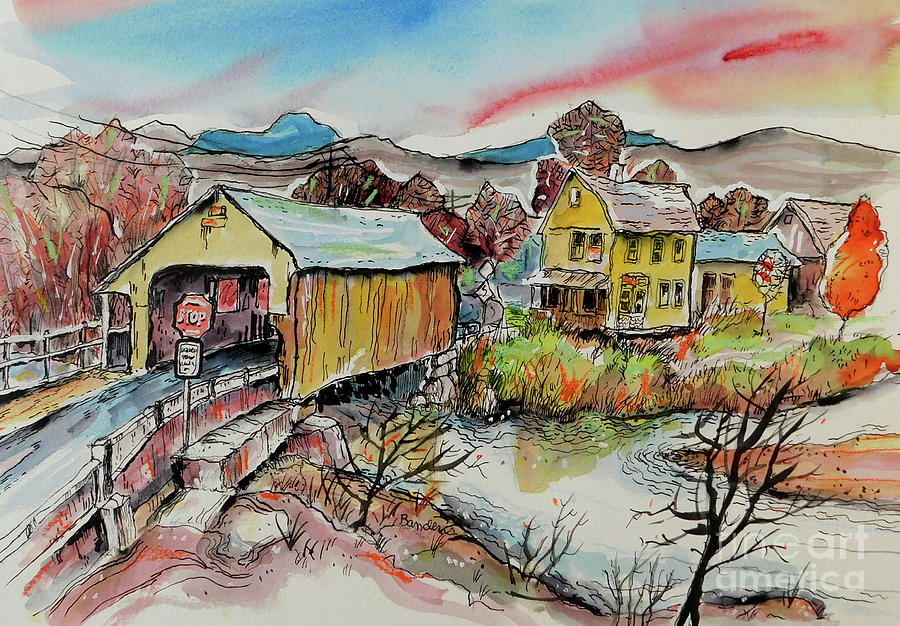 Vermont Covered Bridge Painting by Terry Banderas