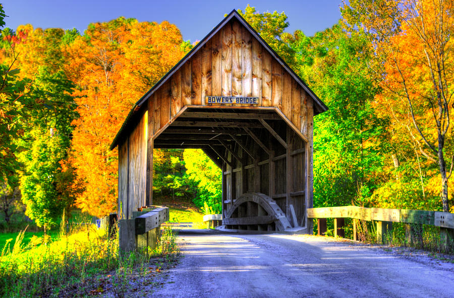 Vermont Covered Bridges - Bowers Covered Bridge Over Mill Brook No. 6, Windsor County Photograph by Michael Mazaika