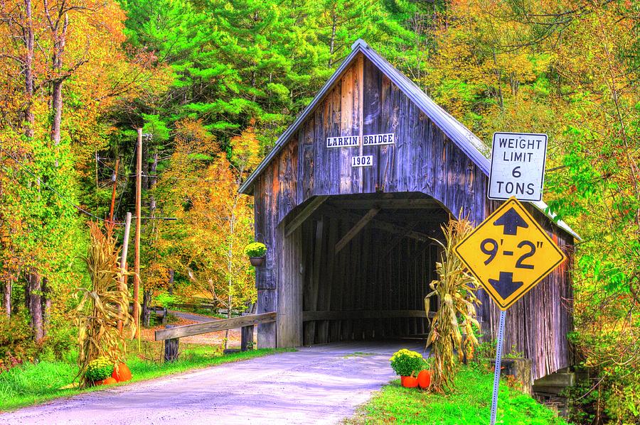 Vermont Covered Bridges - Larkin Covered Bridge No. 3A Over First Branch White River, Orange County Photograph by Michael Mazaika