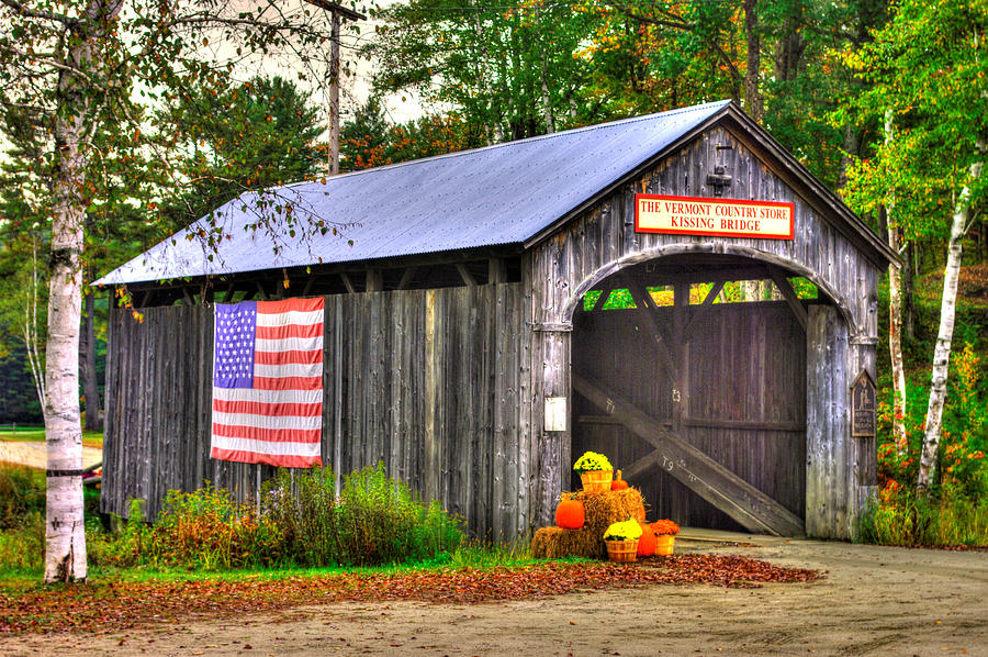 Vermont Covered Bridges - The Kissing Bridge at the Vermont Country Store No. 7, Windham County Photograph by Michael Mazaika
