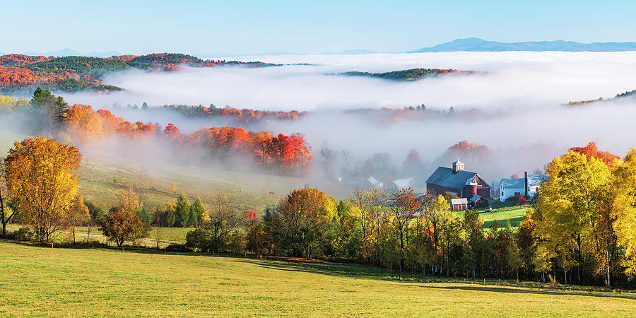 Vermont Fall Morning Panorama Photograph by Alan L Graham