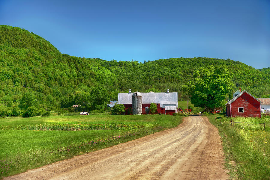 Vermont Farmhouse and Red Barn Photograph by Joann Vitali