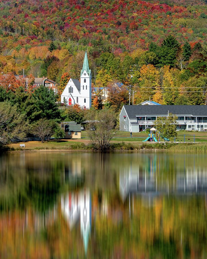 Vermont Foliage Reflection at Island Pond Photograph by Sally Cooper