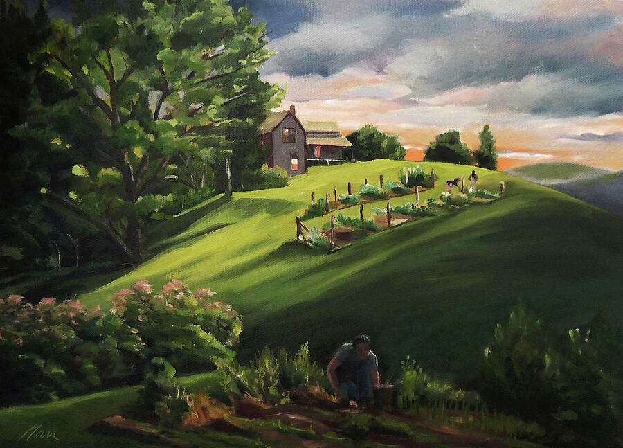 Vermont Gardens Painting by Nancy Griswold
