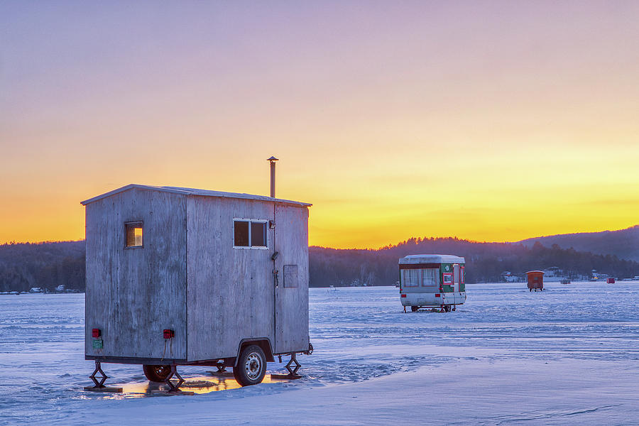Vermont Lake Fairlee Ice Fishing Houses Photograph by Juergen Roth