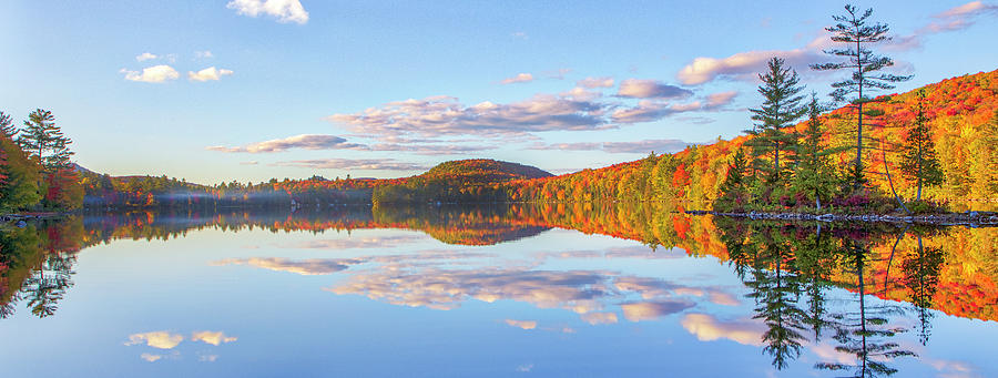 Vermont Ricker Pond Fall Foliage Panorama Photograph by Juergen Roth