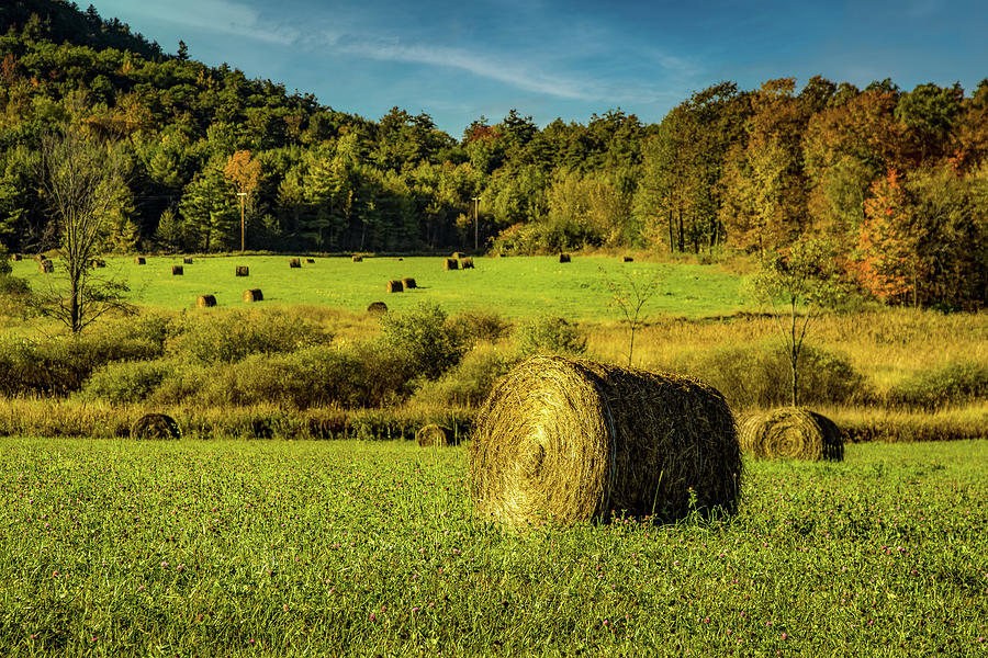 Vermont Round-up Of Hay Bales Photograph
