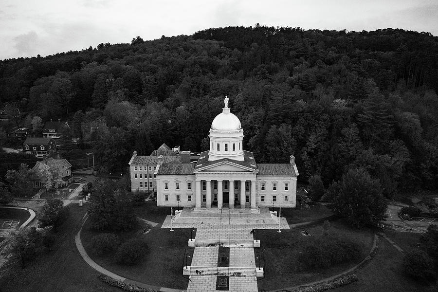 Vermont state capitol building in Montpelier Vermont in black and white Photograph by Eldon McGraw