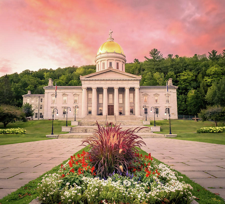 Vermont State House at Sunset Photograph by Angie Mossburg