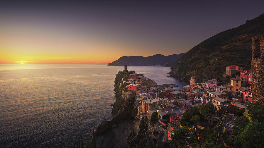 Vernazza and Setting Sun. Cinque Terre Photograph by Stefano Orazzini