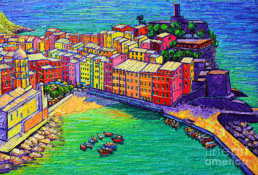 Vernazza Cinque Terre Italy Painting Detail Painting by Ana Maria Edulescu