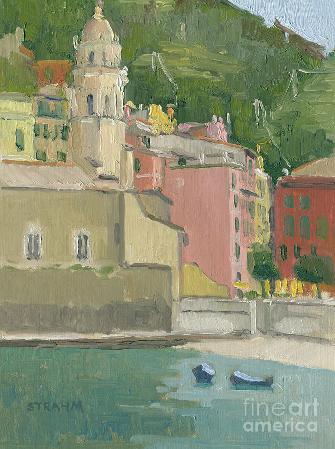 Vernazza Harbor, Italy Painting by Paul Strahm