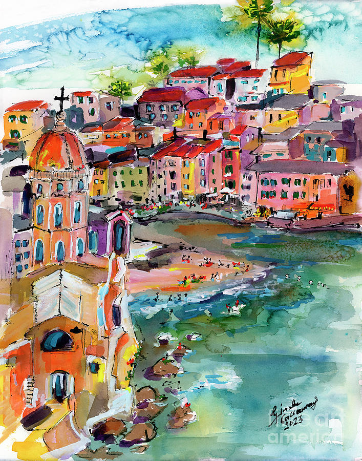 Vernazza Italy Summer Feelings Painting by Ginette Callaway