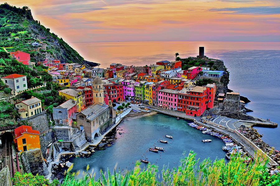 Sunset Photograph - Vernazza Sunup 2019 by Frozen in Time Fine Art Photography