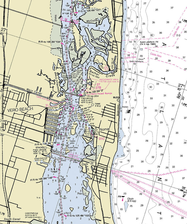 Vero Beach Florida Nautical Chart Digital Art by Bret Johnstad Fine