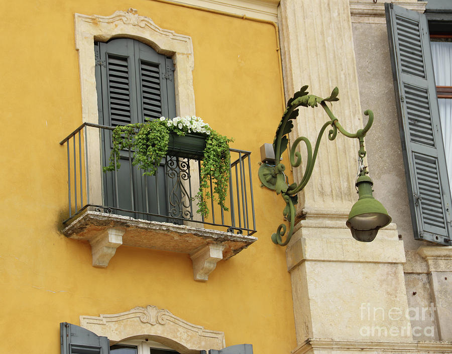 Verona Balcony and Lamppost 8520 Photograph by Jack Schultz