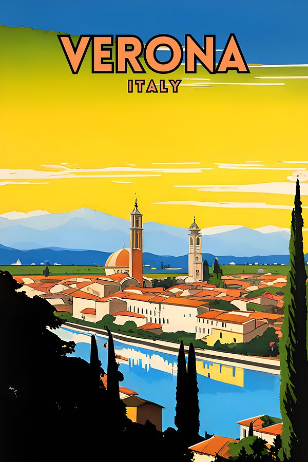 Verona Italy Vintage Travel Poster Digital Art by Aesthetics Store Verona Italy Vintage Travel Poster Digital Art by Aesthetics Store