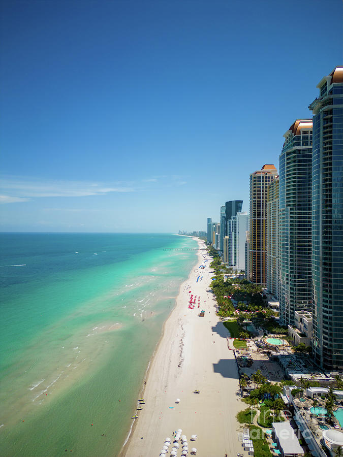 Vertical aerial photo oceanfront condos Sunny Isles Beach FL Photograph ...