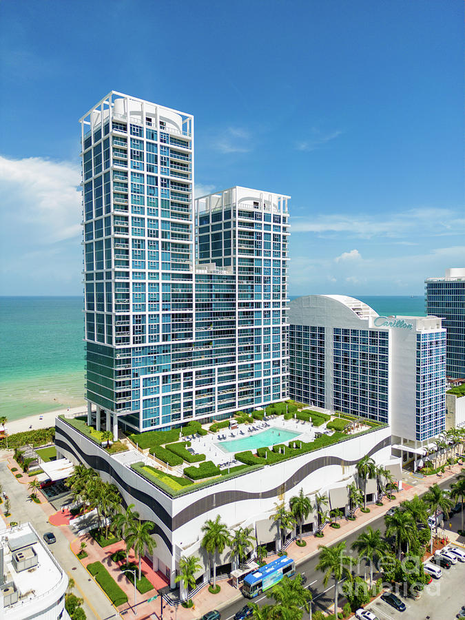 Vertical aerial photo The Carillon Hotel Miami Beach Photograph by ...