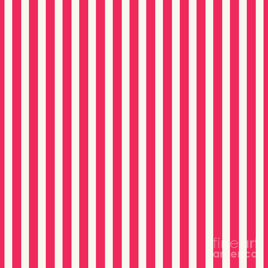 Vertical Awning Stripe Pattern In Eggshell White And Ruby Pink N.2160 Painting