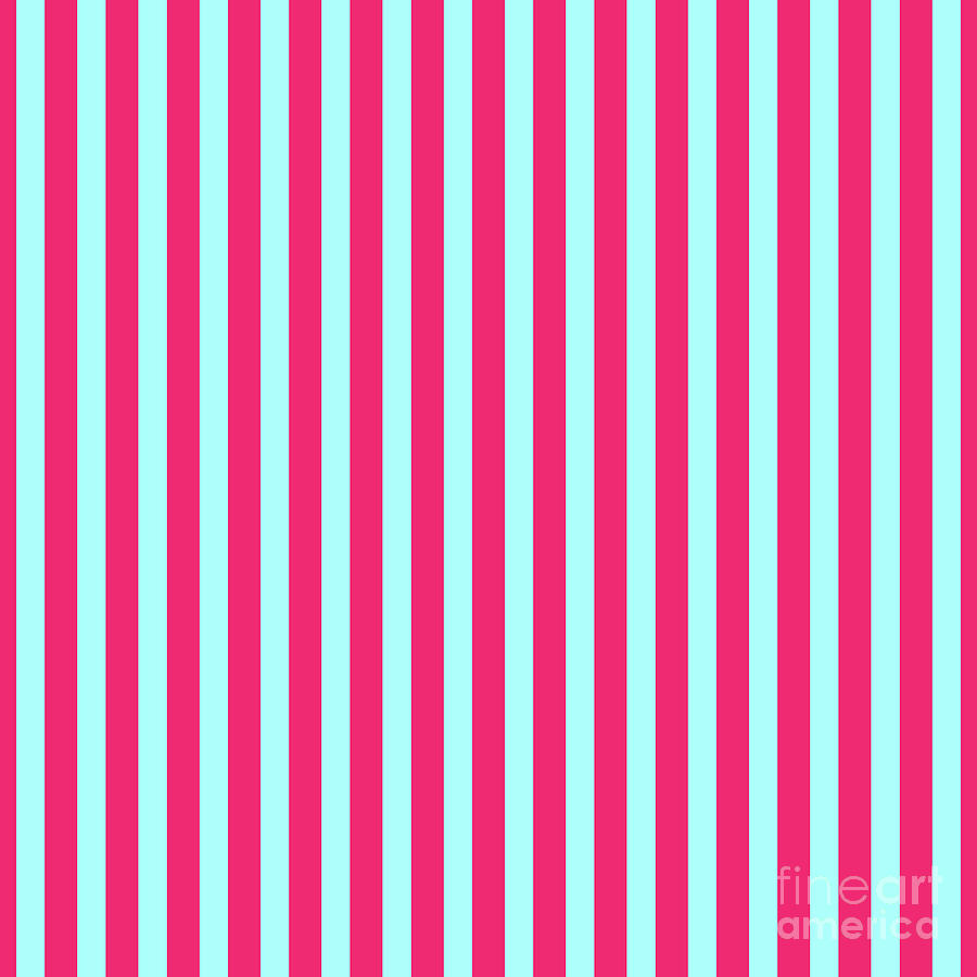 Vertical Awning Stripe Pattern In Light Aqua And Raspberry Pink N.2633 Painting