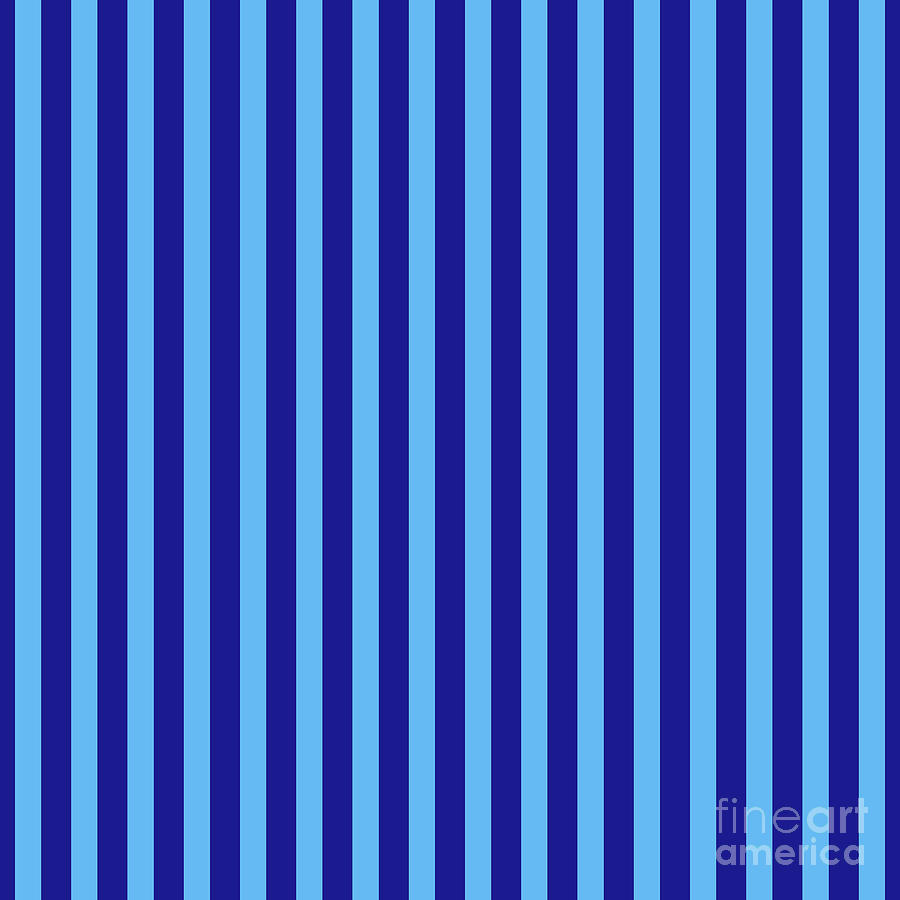 Vertical Awning Stripe Pattern In Summer Sky And Ultramarine Blue N.2606 Painting