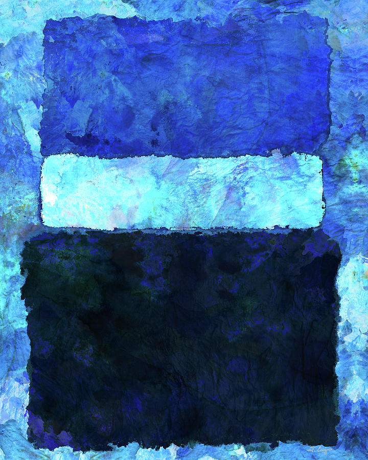 Vertical Blue Color Block Abstract Art Painting by Sharon Cummings ...