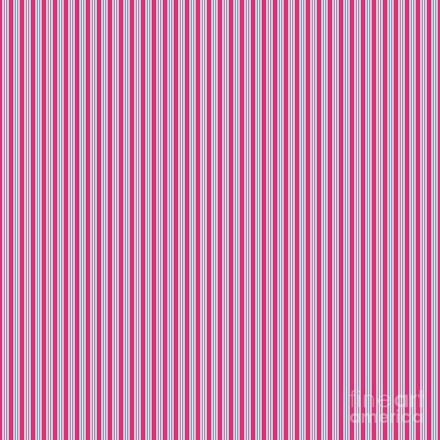 Vertical Chalk And Double Pin Stripe Pattern in Light Aqua And Raspberry Pink n.2030 Painting by Holy Rock Design