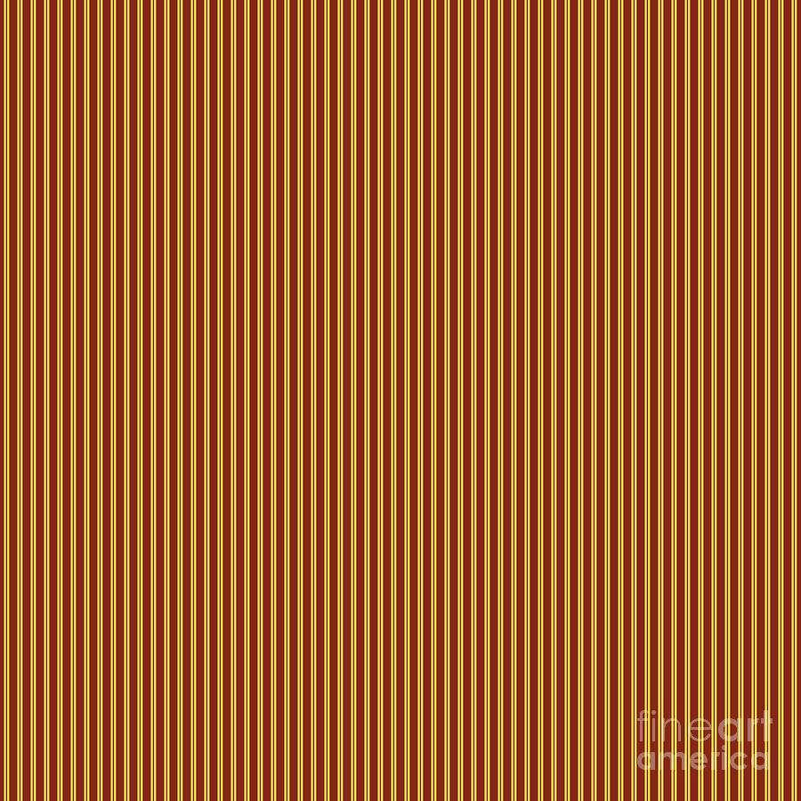 Vertical Chalk And Pin Stripe Pattern in Golden Yellow And Chestnut Brown n.2924 Painting by Holy Rock Design