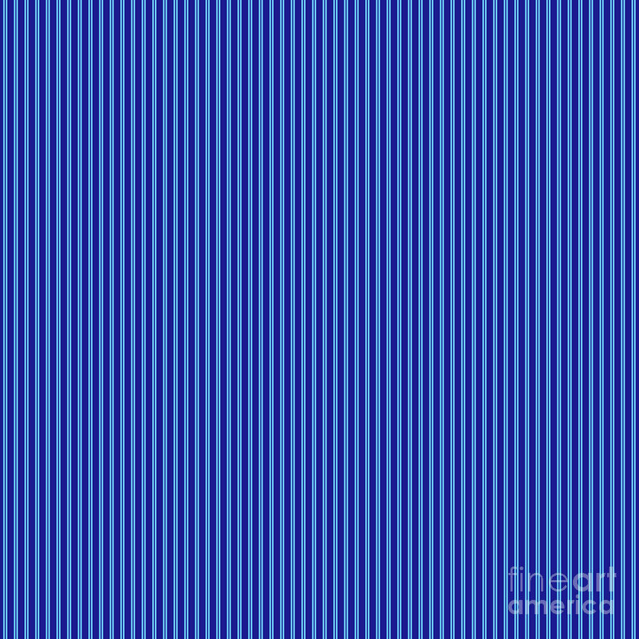 Vertical Chalk And Pin Stripe Pattern In Summer Sky And Ultramarine Blue N.2242 Painting