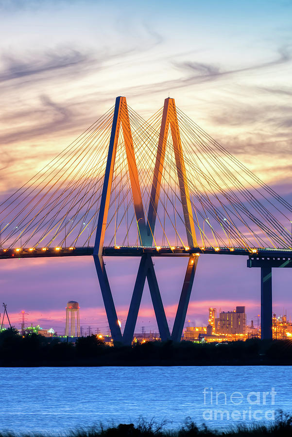 Houston Photograph - Vertical of Fred Hartman Bridge by Bee Creek Photography - Tod and Cynthia