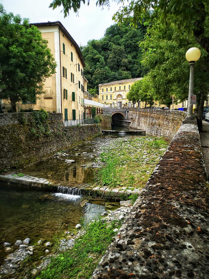 vertical river in italy town village of Porretta near Bologna in Emilia Romagna Photograph by Luca Lorenzelli