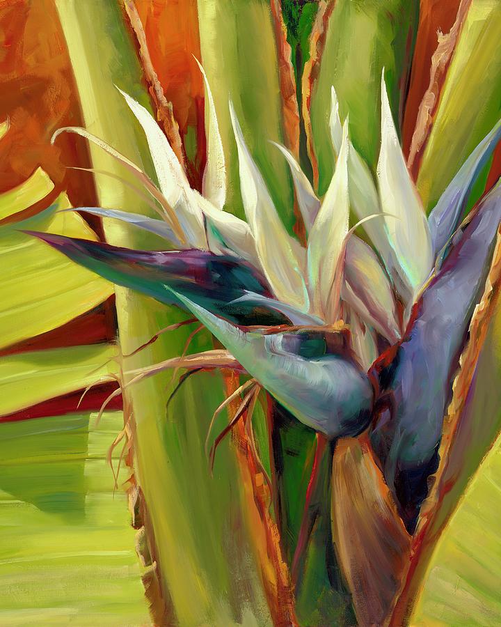 Vertical White Bird Of Paradise Painting