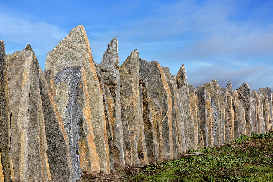 Very Cool Mica Schist Slab Stone Fence at Point Arena Lighthouse  Photograph by Kathleen Bishop