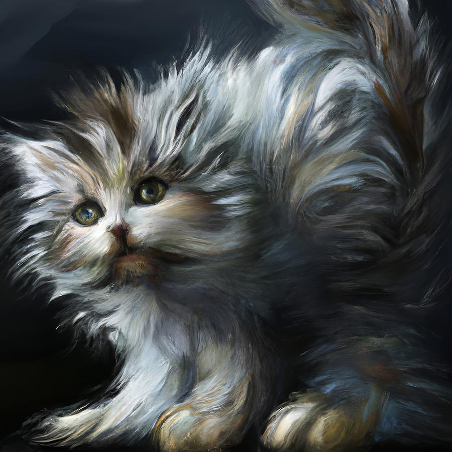 Very Fluffy Kitten Digital Art by Beverly Read