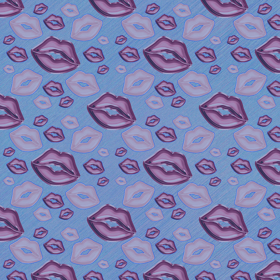 Very Periwinkle Kisses Lips in Shades of Purple Digital Art by Ali Baucom