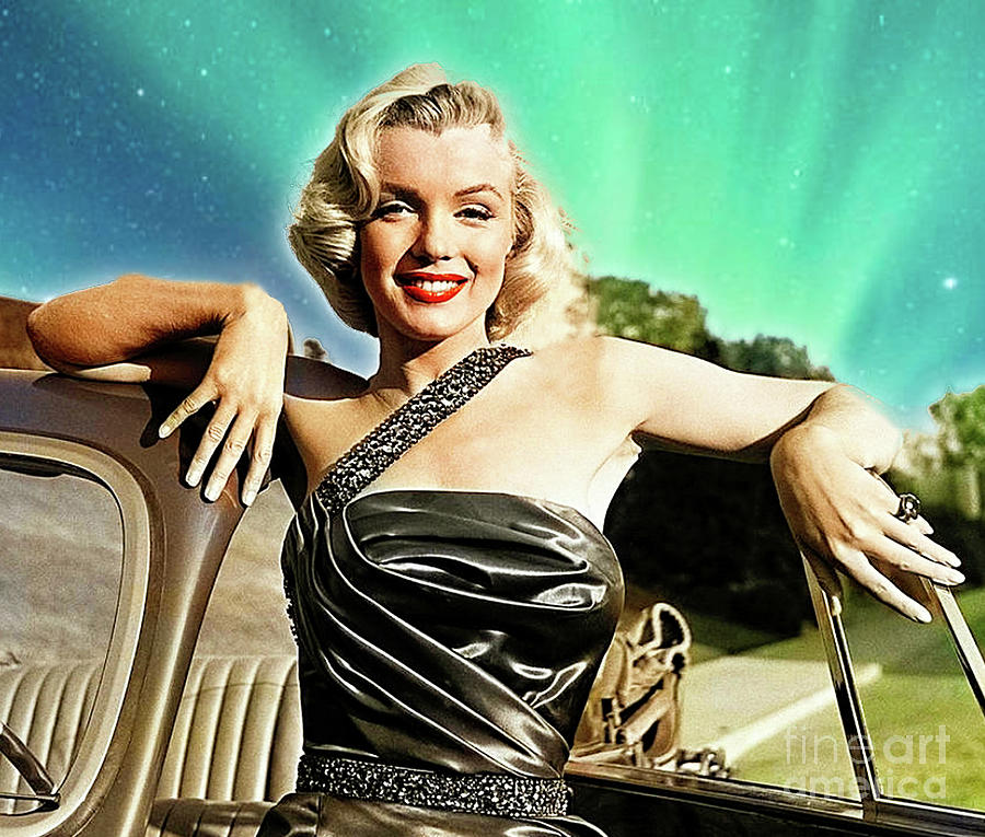Very Rare Colorized Marilyn with Car Photograph by Doc Braham