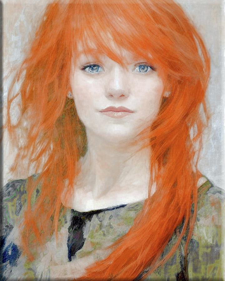 Very Red Hair Beauty Painting by Lisa Kaiser