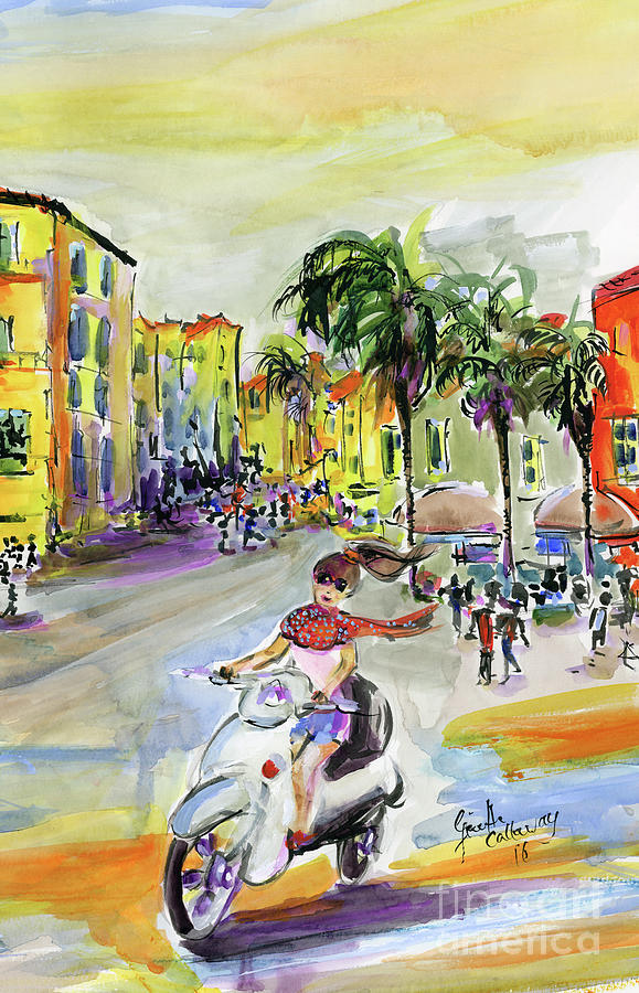 Vespa Fun In Sorrento Italy Painting by Ginette Callaway