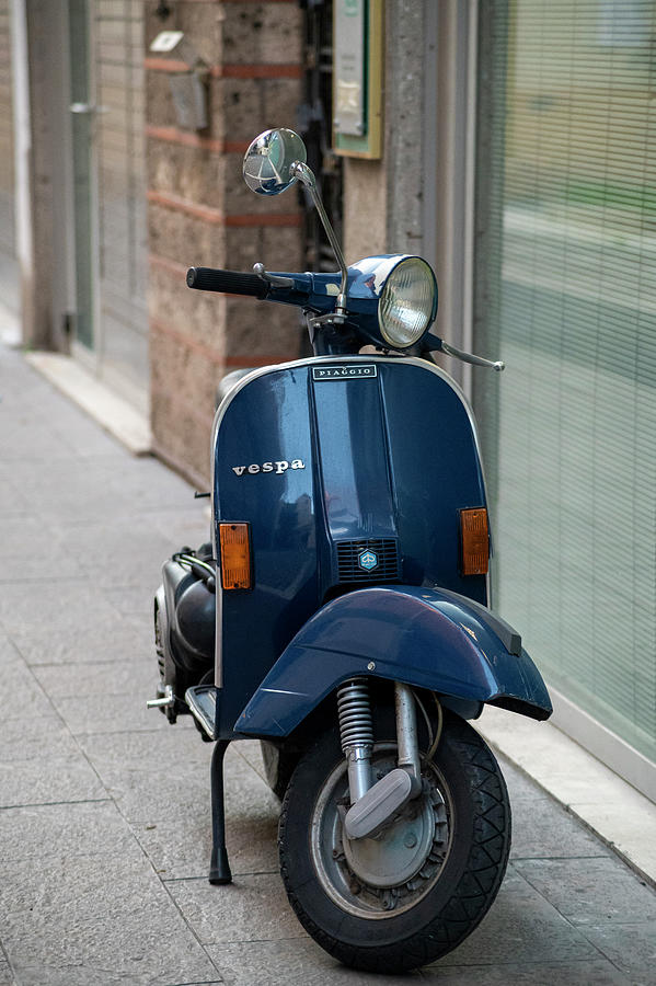 Piaggio 125 Vintage In Blue Color Photograph by Cardaio Federico - Pixels
