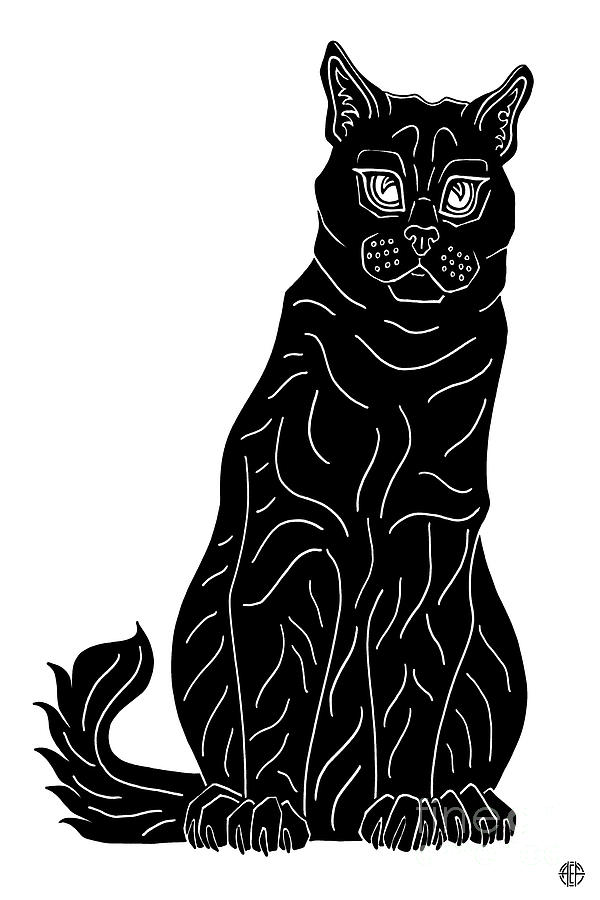 Vesper. Black Cat Ink  Drawing by Amy E Fraser