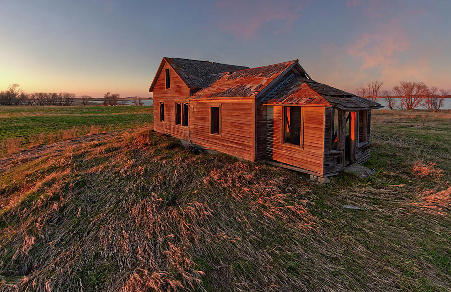 Vestiges - series -  Abandoned homestead on sweeping ND prairie Photograph by Peter Herman