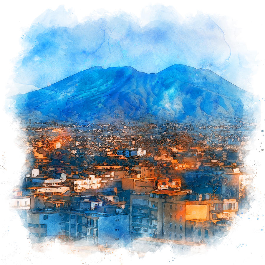 Vesuvio, panorama from Naples - 04 Painting by AM FineArtPrints