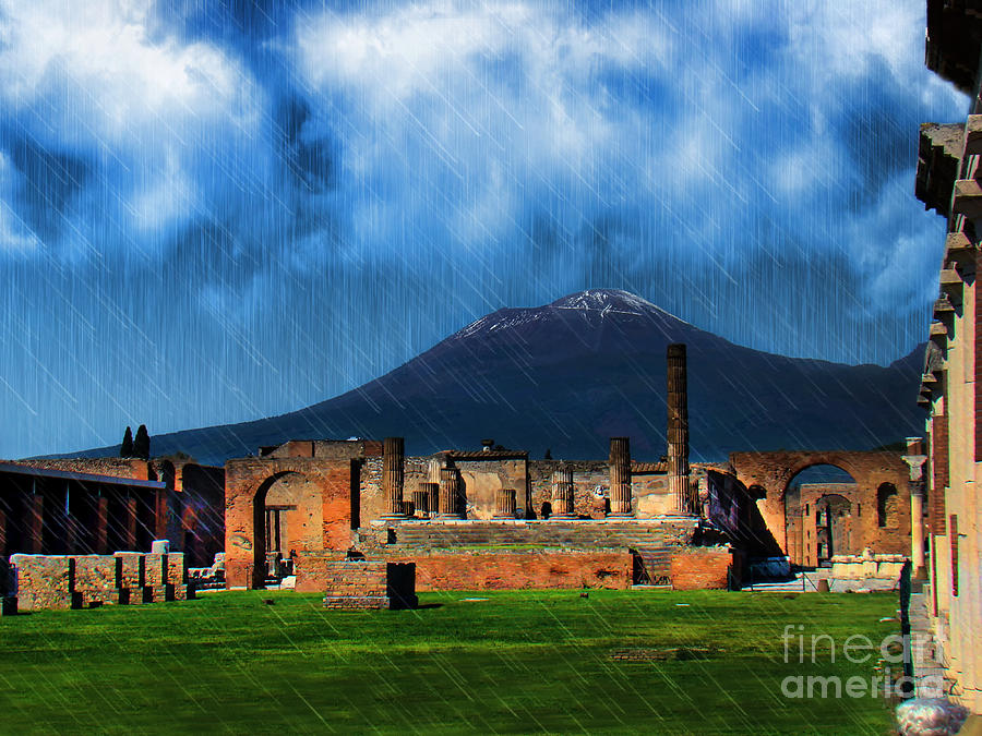 Vesuvius And Pompeii In The Rain Photograph by Al Bourassa