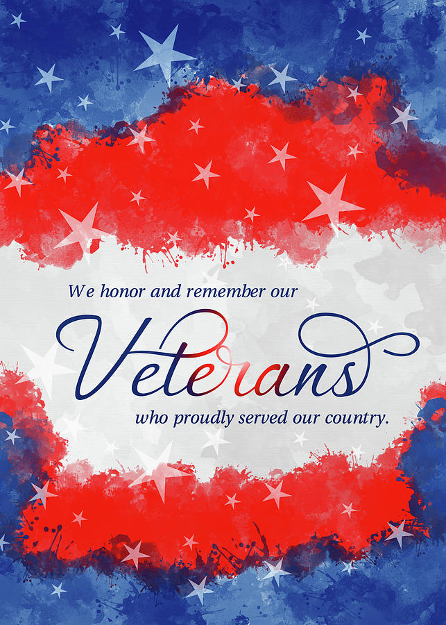 Veterans Day Watercolor and Stars Digital Art by Doreen Erhardt