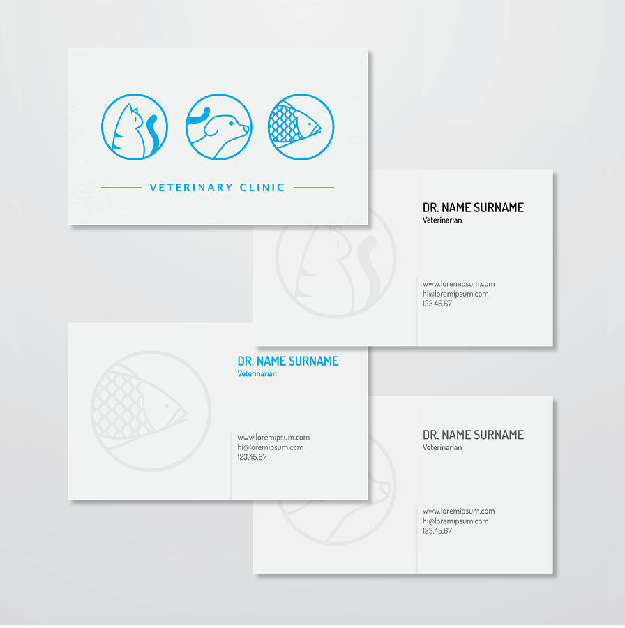 Veterinary clinic logo and business card design Drawing by Mustafahacalaki