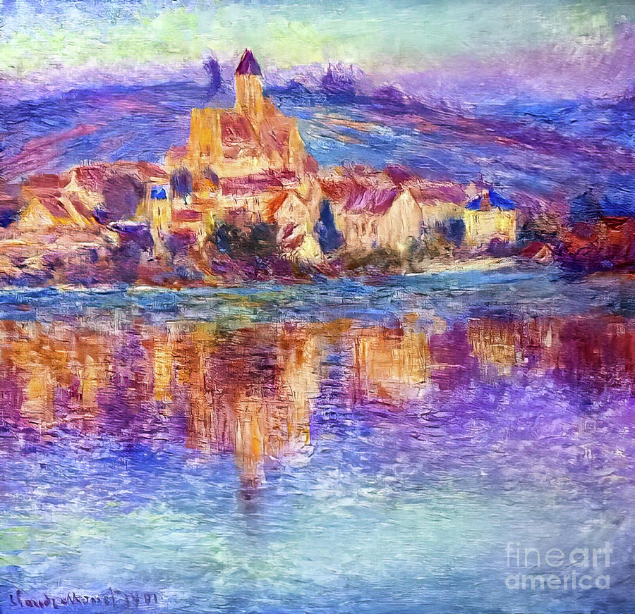 Vetheuil at Sunset by Claude Monet 1901 Painting by Claude Monet